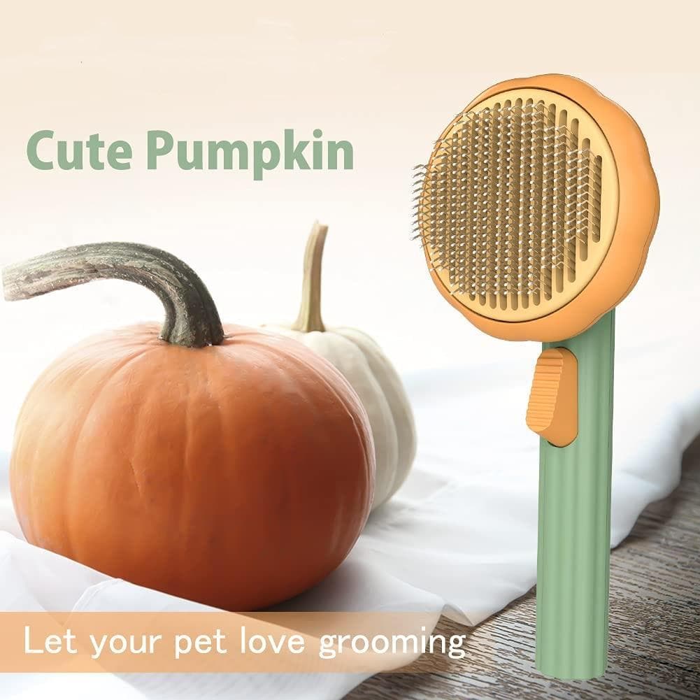 Royallure Pet Grooming Slicker Brush with Pumpkin Design - Ideal for Dogs and Cats, Easy Clean, Comfort Grip, All Hair Types