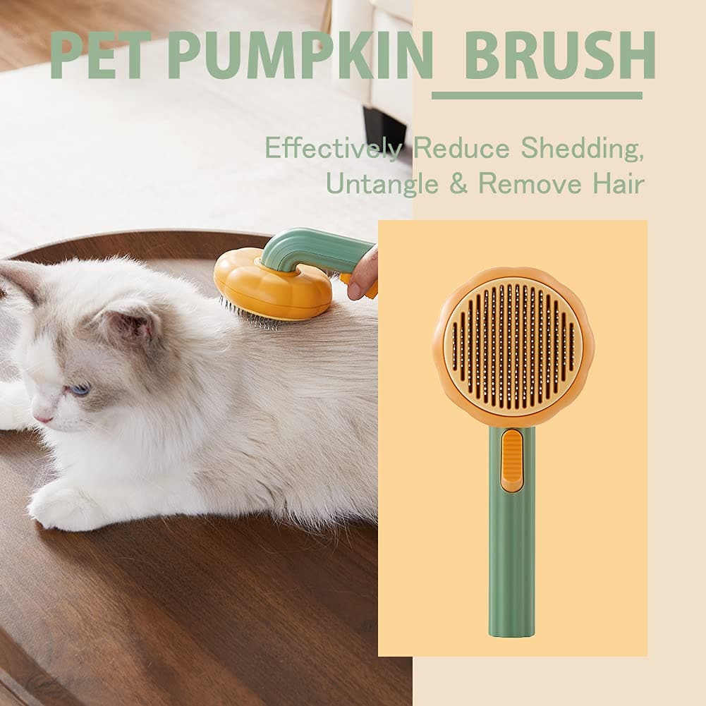 Royallure Pet Grooming Slicker Brush with Pumpkin Design - Ideal for Dogs and Cats, Easy Clean, Comfort Grip, All Hair Types