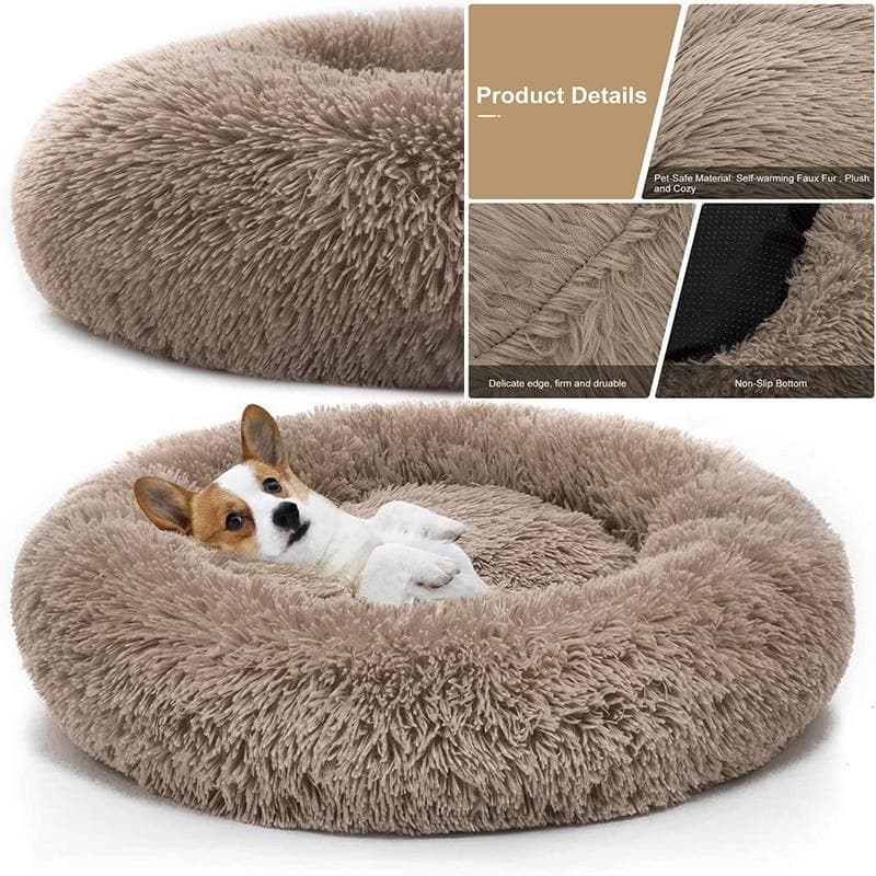 Royallure Cozy Calming Donut Bed for Pets - Anti-Anxiety Plush Support