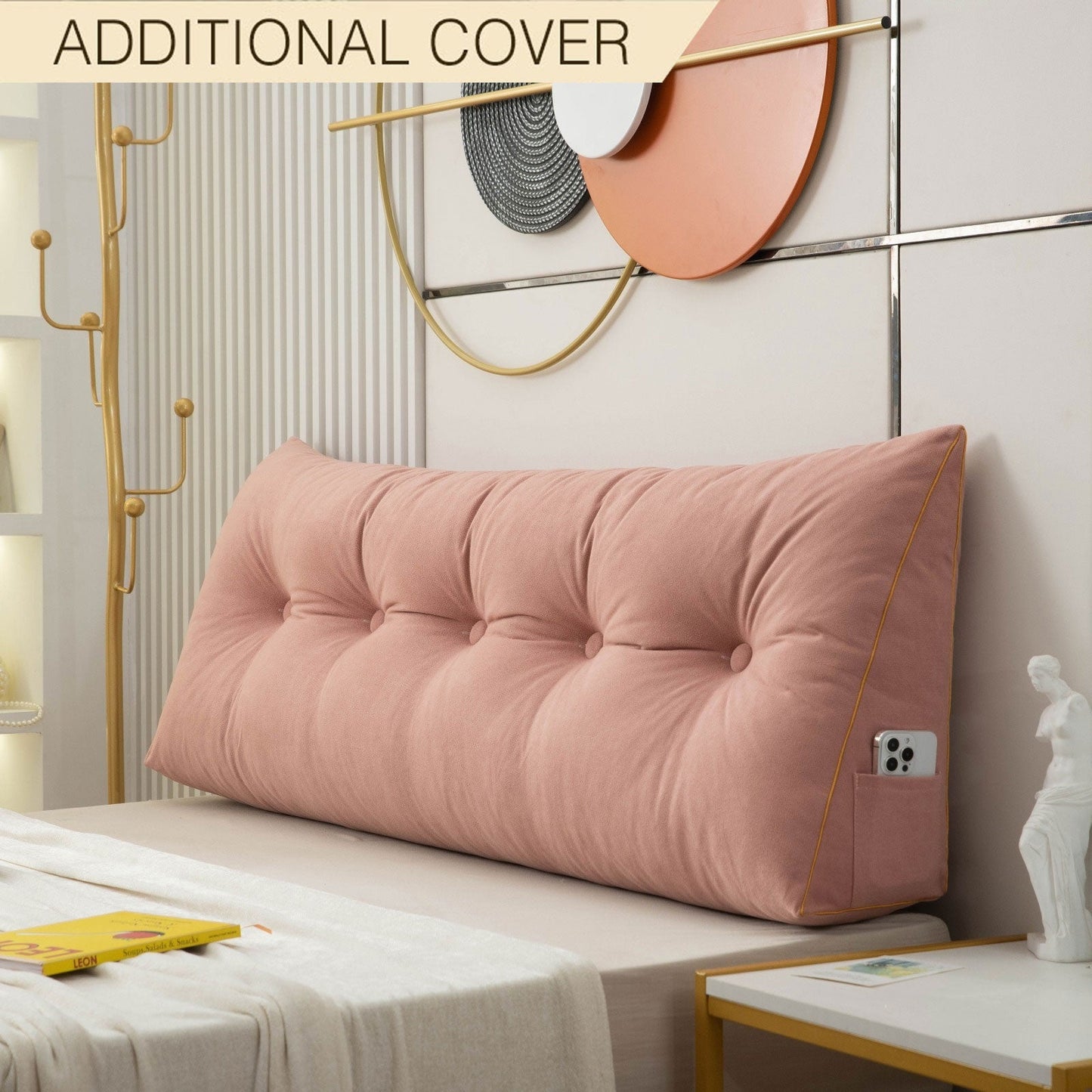 Royaleva Luxury Chic Wedge Pillow Cover - Extra Removable Covers for Versatile Style - Pink / Small - 100x50x20cm