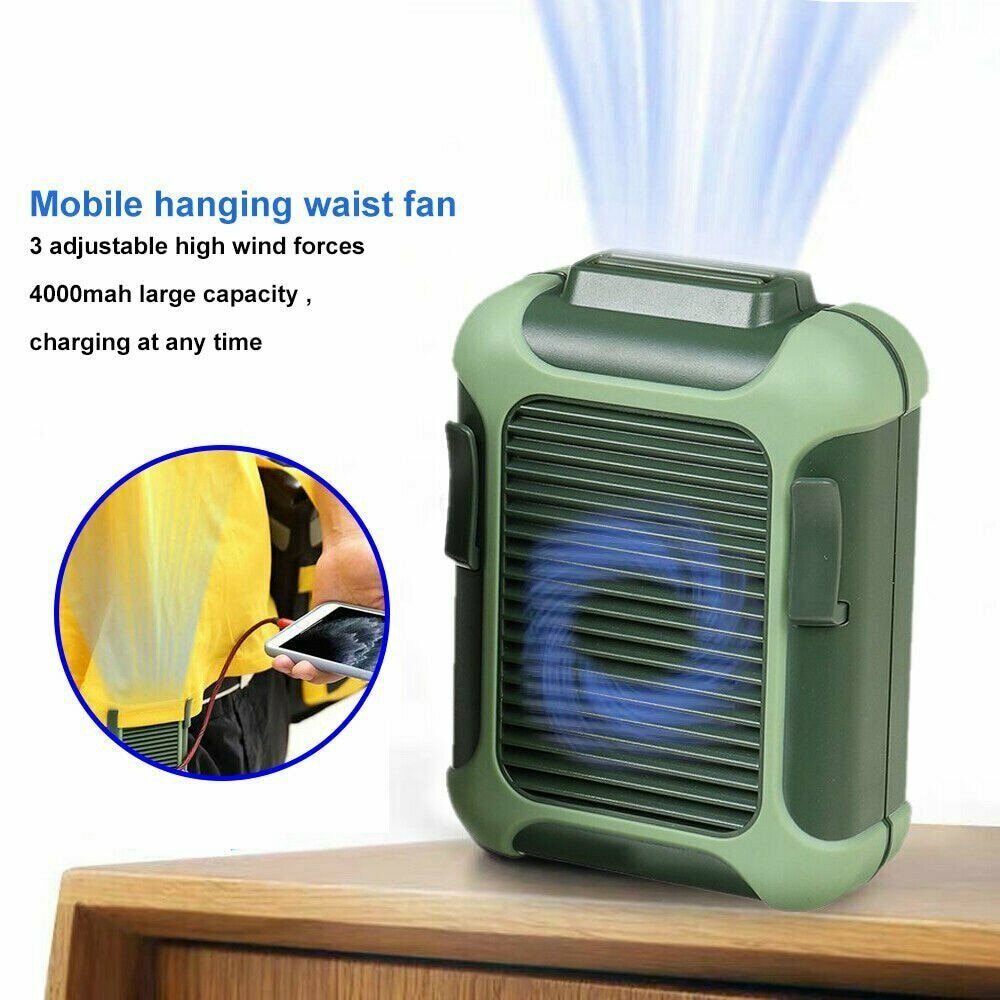 Royallure Hands-Free Portable Waist Fan - Adjustable, Rechargeable, Silent Cooling Solution for Outdoor Activities