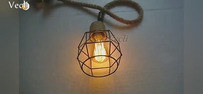 RoyaleGlow Vintage Hemp Rope Chandelier – Rustic Pendant Lamp for Dining & Cafe