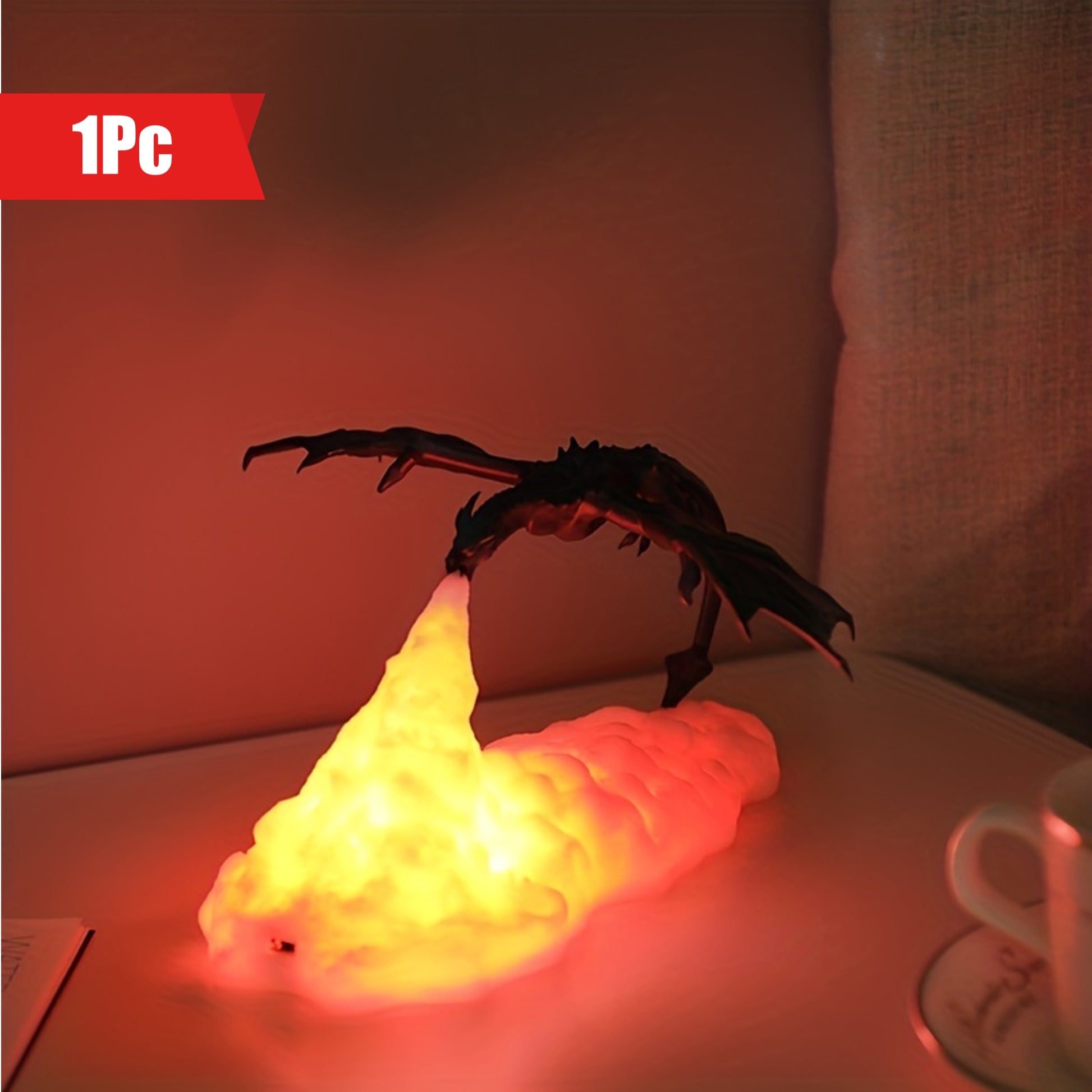 1pc Fire Dragon Lamps 3D Printed Volcano Dragon Lamps Night Light Moon Light Desktop Lamp For Bedroom Office 3D Printed Night Lights Mood Lights