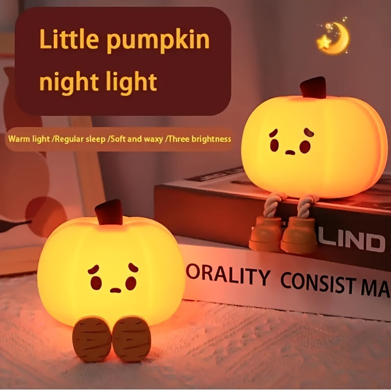 Pumpkin Night Light  Silicone Rechargeable 3 Level Dimmable Bedside Night Light with Dormitory Decoration for Halloween Christmas Birthday Gift Party Decoration