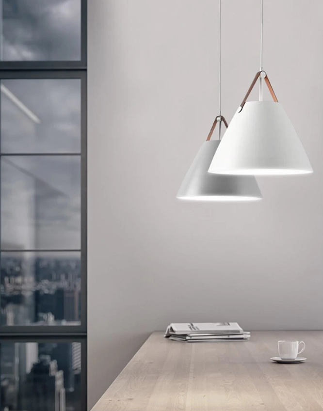 RoyaleGlow Charming Strapped Cone Pendant Light - Modern Chic Design - White