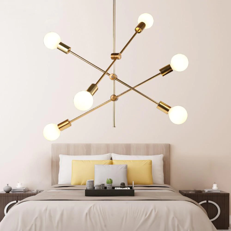 Royallure Elegant Modern Gold Rod Chandelier - Chic Home Lighting Fixture - Single Bulb / Gold