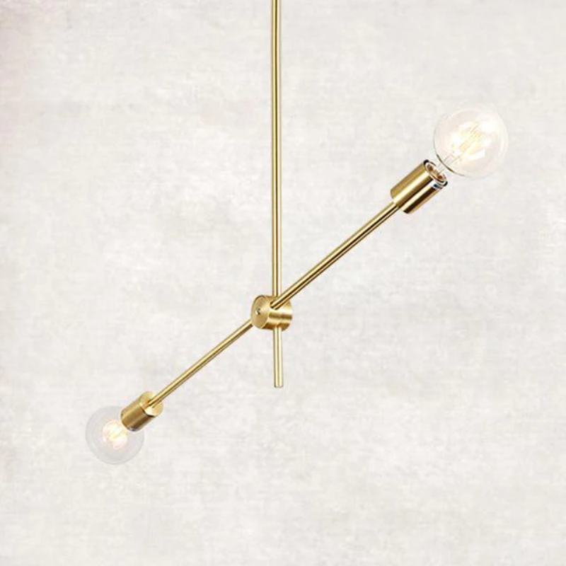 Royallure Elegant Modern Gold Rod Chandelier - Chic Home Lighting Fixture - 2 Bulbs / Gold