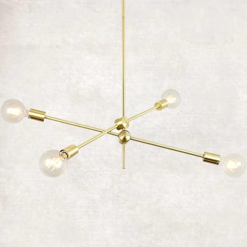 Royallure Elegant Modern Gold Rod Chandelier - Chic Home Lighting Fixture - 4 Bulbs / Gold