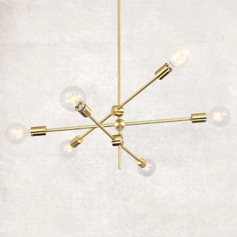 Royallure Elegant Modern Gold Rod Chandelier - Chic Home Lighting Fixture - 6 Bulbs / Gold