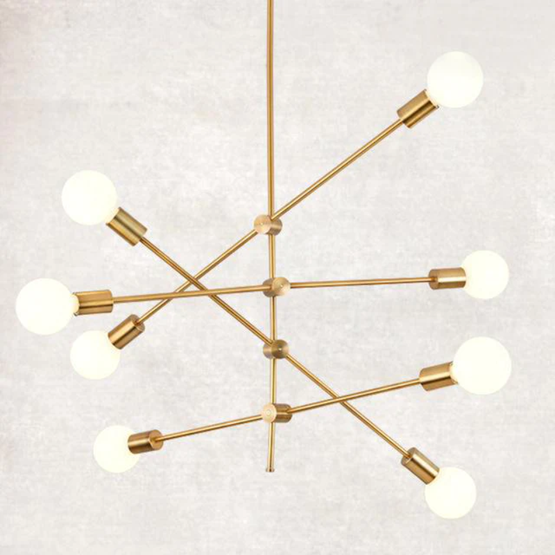 Royallure Elegant Modern Gold Rod Chandelier - Chic Home Lighting Fixture - 8 Bulbs / Gold