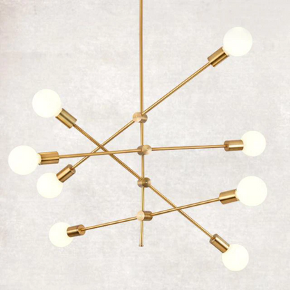 Royallure Elegant Modern Gold Rod Chandelier - Chic Home Lighting Fixture - 8 Bulbs / Gold