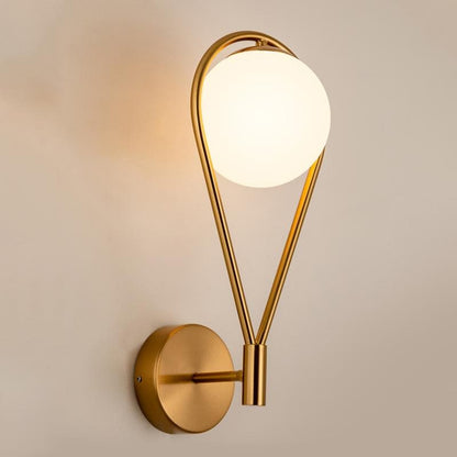 RoyaleGlow Elegant Metal Framed Glass Ball Wall Sconce - Modern Home Lighting - Gold / Without bulb