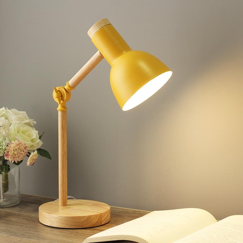 Royallure Wood Nordic Desk Lamp - Adjustable, Minimalist Design, E26/E27 Socket - Yellow