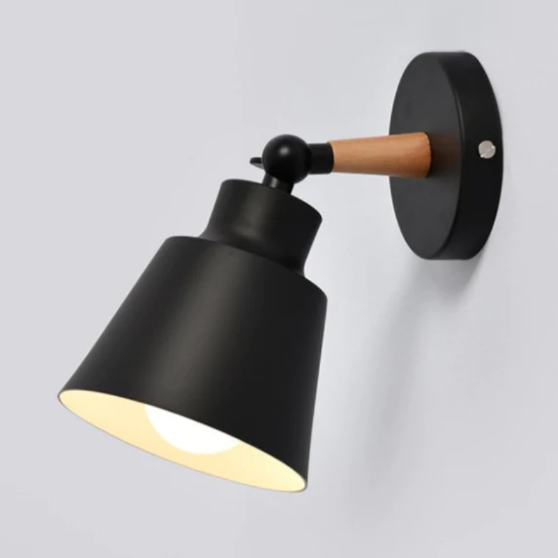 RoyaleGlow Sleek Contemporary Wooden Wall Light Fixture - Modern Home Lighting - Black