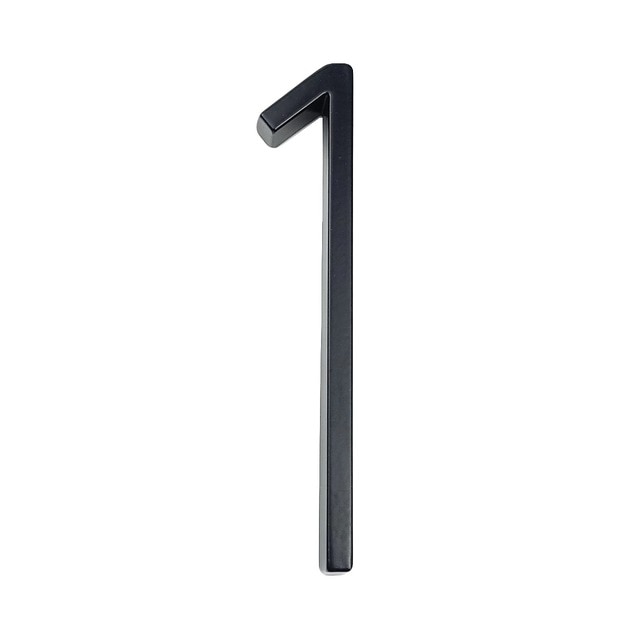 Royelux Modern House Numbers - Anti-Rust Zinc Alloy, Black Finish, 5" Tall - 1