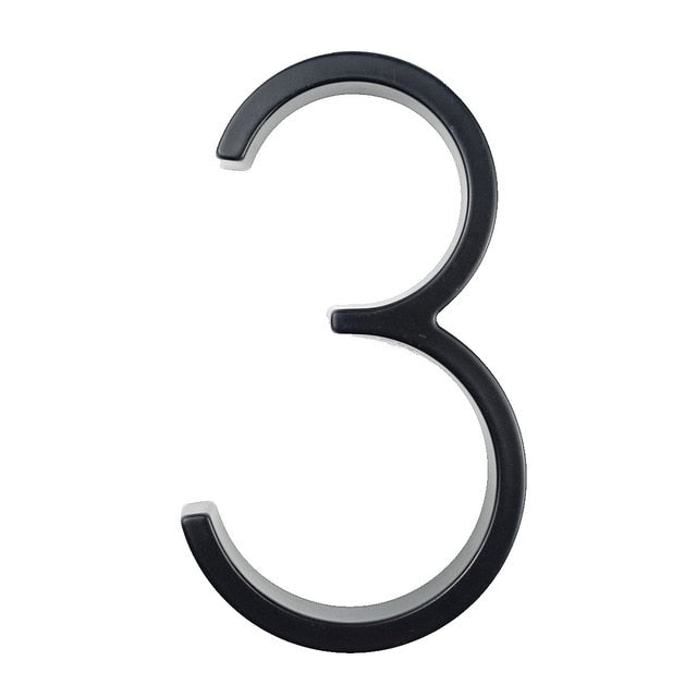 Royelux Modern House Numbers - Anti-Rust Zinc Alloy, Black Finish, 5" Tall - 3