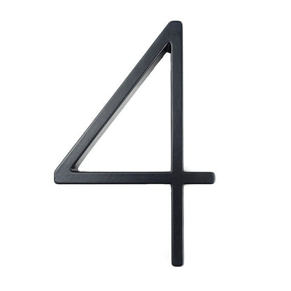 Royelux Modern House Numbers - Anti-Rust Zinc Alloy, Black Finish, 5" Tall - 0