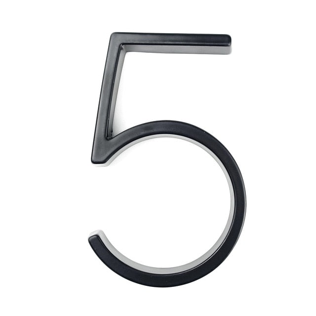 Royelux Modern House Numbers - Anti-Rust Zinc Alloy, Black Finish, 5" Tall - 0