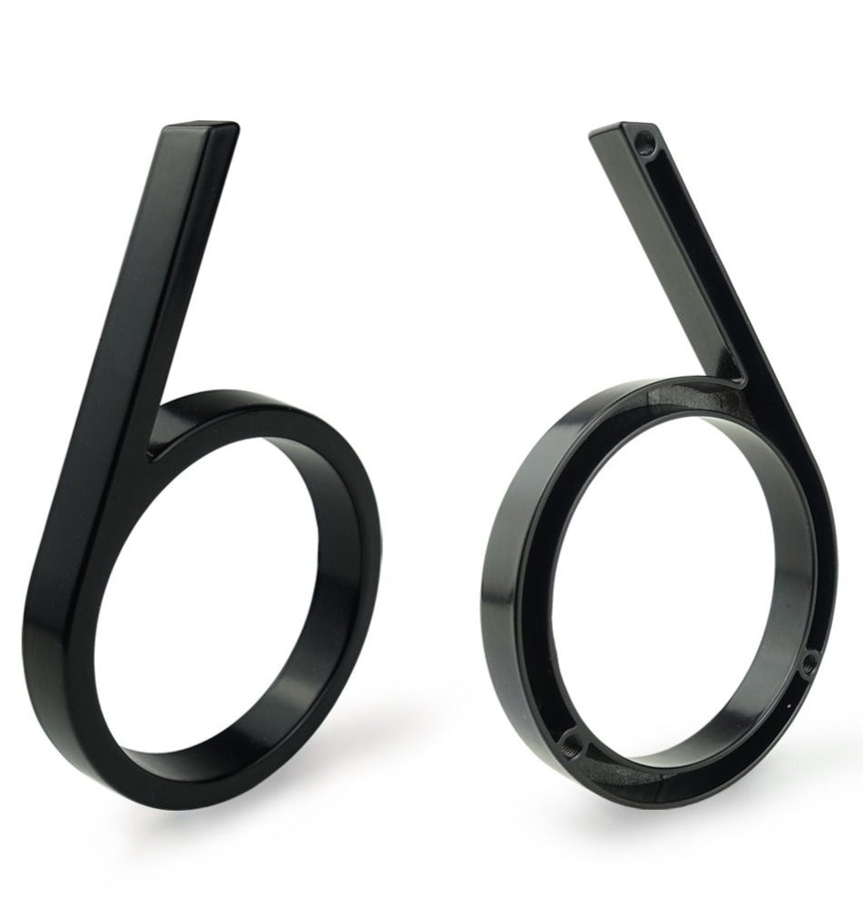 Royelux Modern House Numbers - Anti-Rust Zinc Alloy, Black Finish, 5" Tall - 0