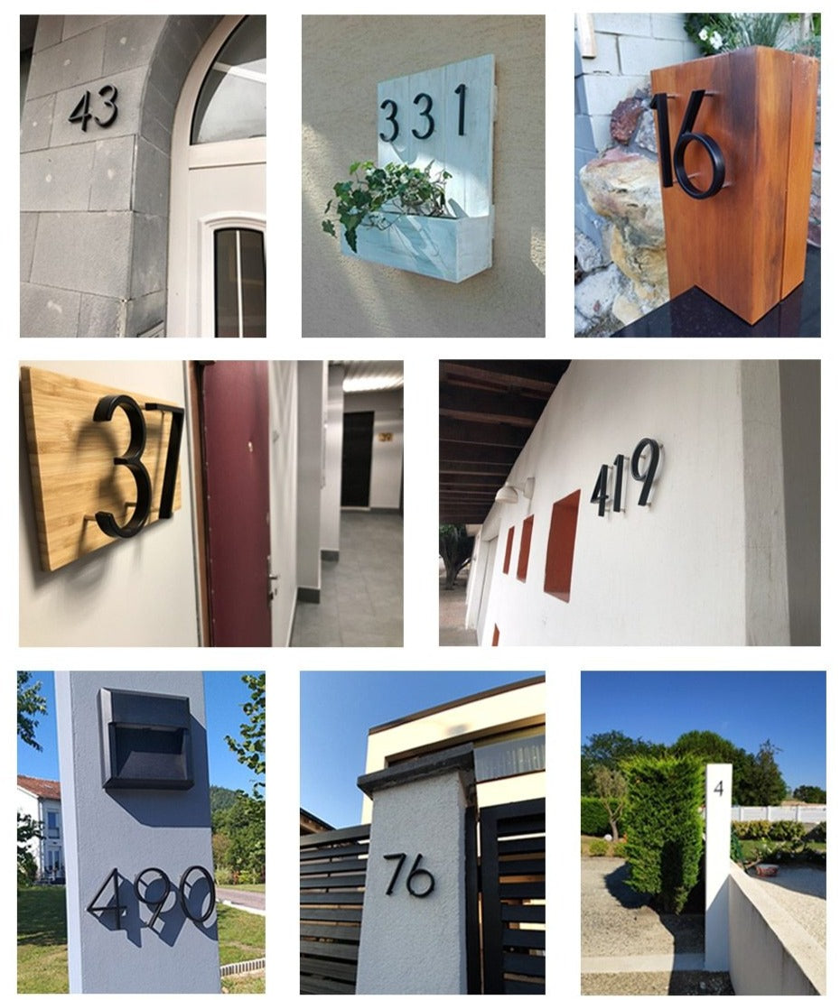 Royelux Modern House Numbers - Anti-Rust Zinc Alloy, Black Finish, 5" Tall - 0