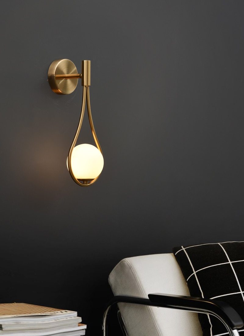 Royaleva Nordic Glass Globe Wall Sconce - Brass-Plated, Modern Elegance for Any Space - Default Title