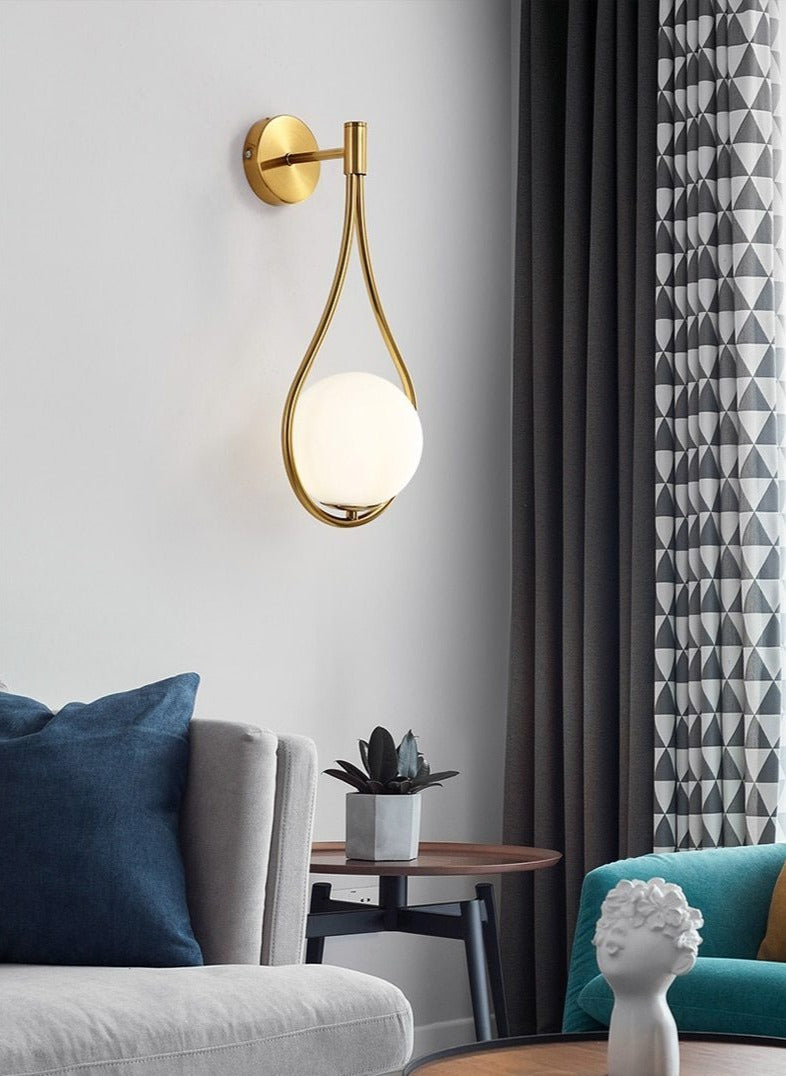 Royaleva Nordic Glass Globe Wall Sconce - Brass-Plated, Modern Elegance for Any Space - Default Title