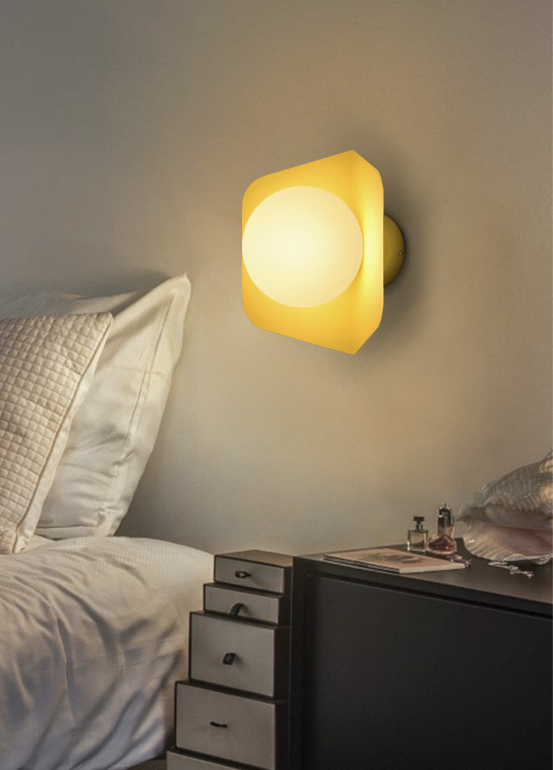 RoyaleGlow Colorful Globe Wall Lamp - Modern & Vibrant Lighting Solution - Yellow_White