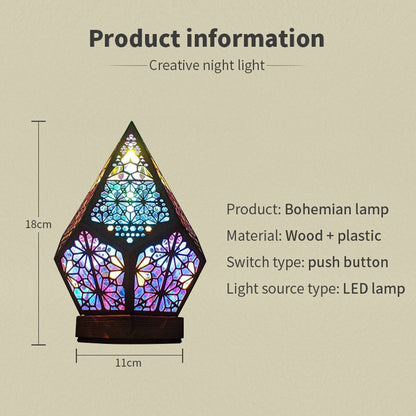 Royallure Bohemian Projection Lamp - Colorful Night Light for Unique Decor