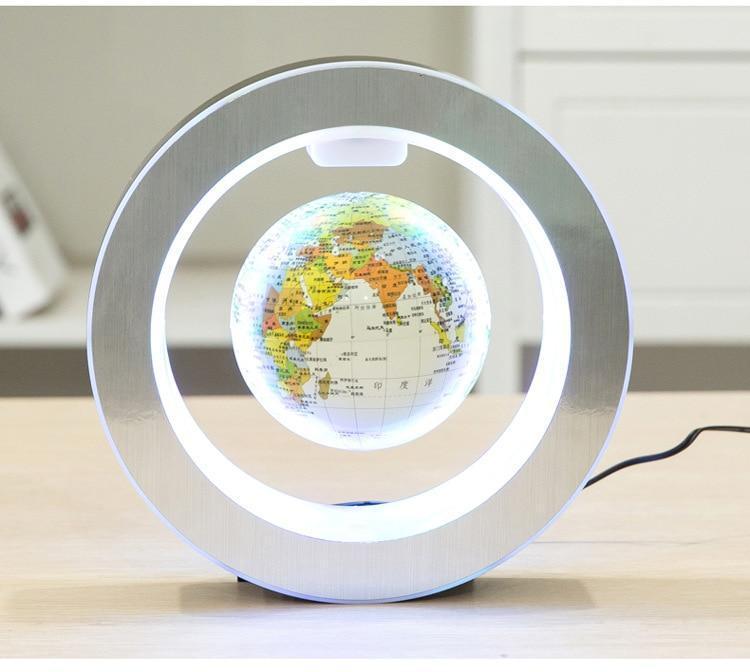 Magnetic LED World Map Globe - Floating Technology for Desk Decor - White