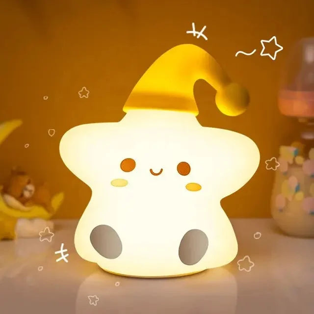 Star-Shaped Silicone Night Light – Soft, 16-Color LED, USB Rechargeable & Remote-Controlled