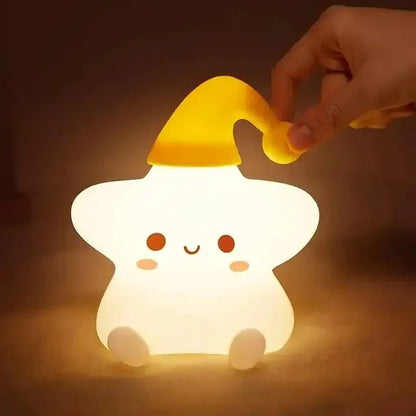 Star-Shaped Silicone Night Light – Soft, 16-Color LED, USB Rechargeable & Remote-Controlled