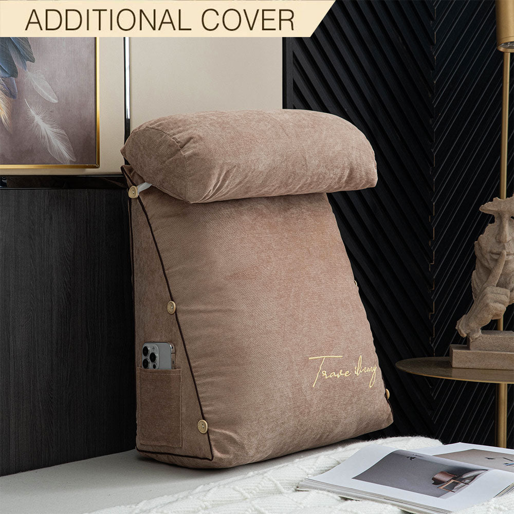 Royaleva Luxury Pillow Cover - Additional Covers for Backrest Reading Pillow - Brown