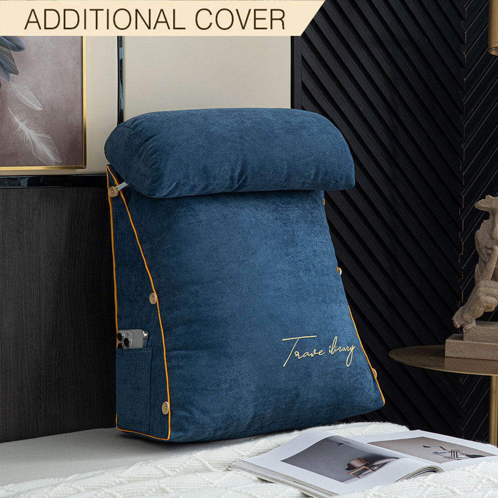 Royaleva Luxury Pillow Cover - Additional Covers for Backrest Reading Pillow - Navy Blue