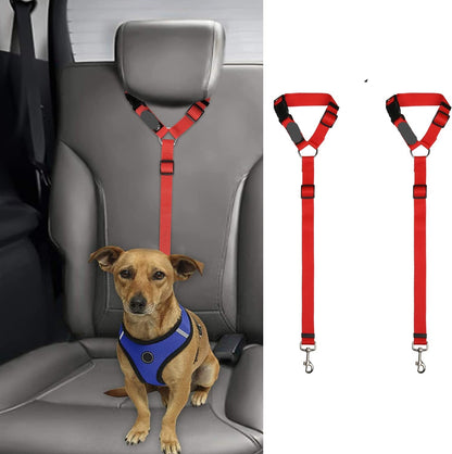 Pawellure Adjustable Headrest Dog Seat Belt - 2 Pack Tangle-Free Safety Restraint for Car Travel