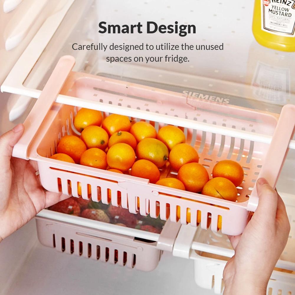 Royallure Space-Saving Refrigerator Organizer Rack - Food-Grade Plastic Storage Solution for Fresh Produce and Condiments