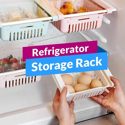 Royallure Space-Saving Refrigerator Organizer Rack - Food-Grade Plastic Storage Solution for Fresh Produce and Condiments