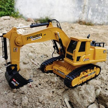 Royallure Remote Control Alloy Excavator for Kids - Durable RC Engineering Vehicle with Realistic Lights & Sounds, 2.4G Control, 30-50m Range