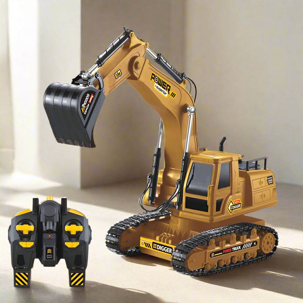 Royallure Remote Control Alloy Excavator for Kids - Durable RC Engineering Vehicle with Realistic Lights & Sounds, 2.4G Control, 30-50m Range