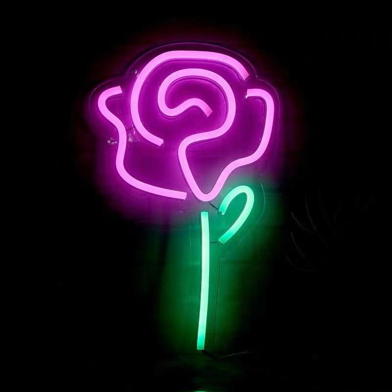 RoyaleGlow LED Neon Sign - "Good Vibes" Bright Pink LED Wall Light - ROSE - 38*22.5cm