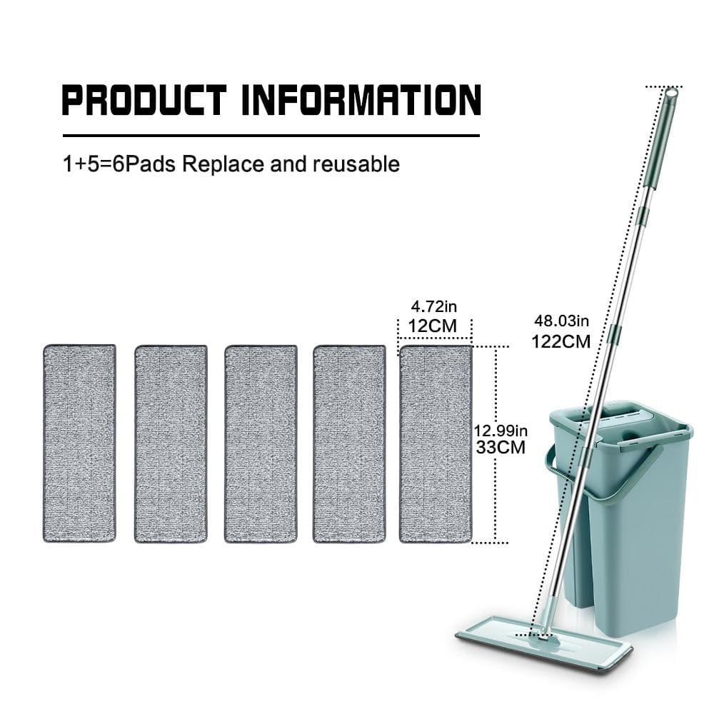 360° Rotating Microfiber Mop with Self-Squeeze Bucket – Eco-Friendly Floor Cleaning