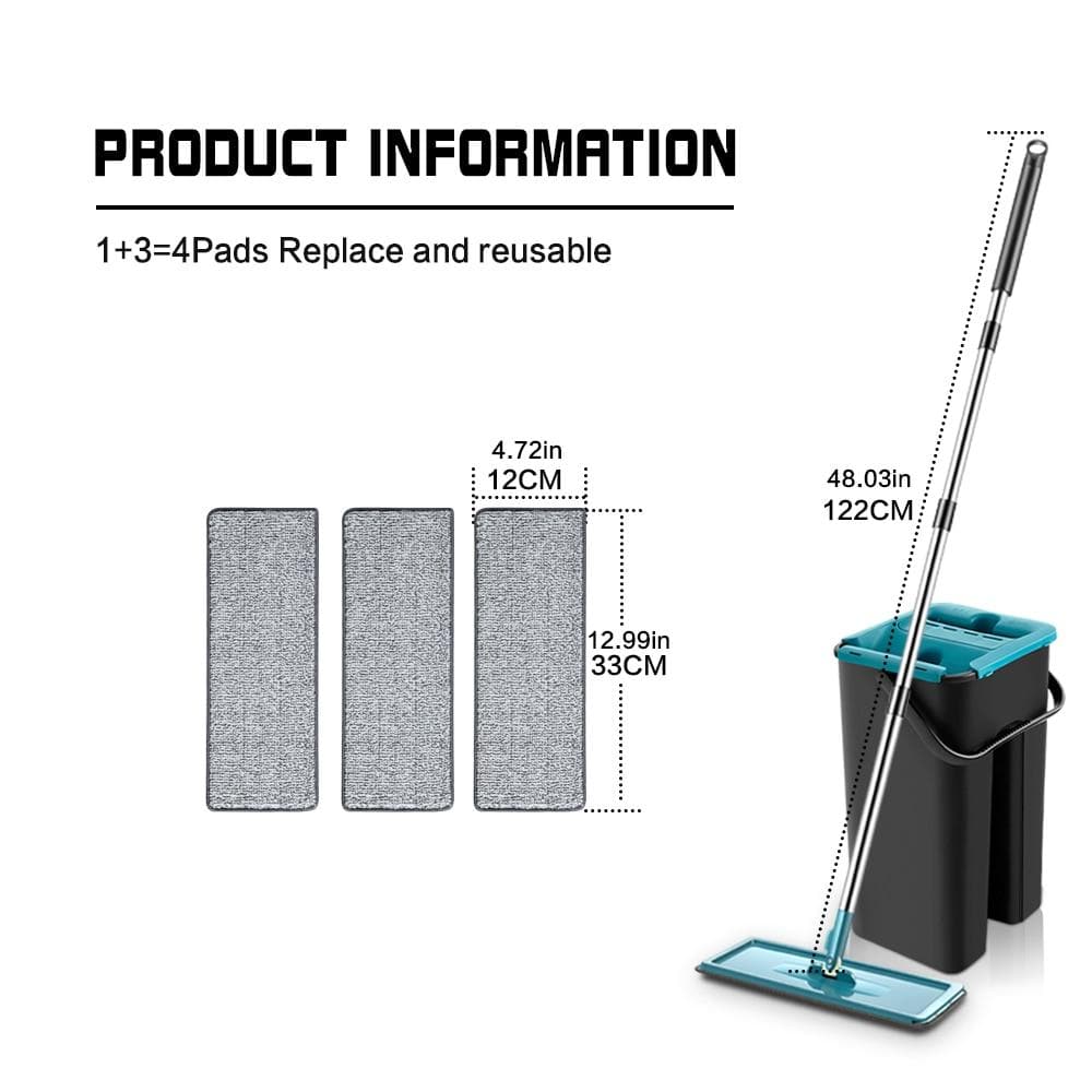 360° Rotating Microfiber Mop with Self-Squeeze Bucket – Eco-Friendly Floor Cleaning