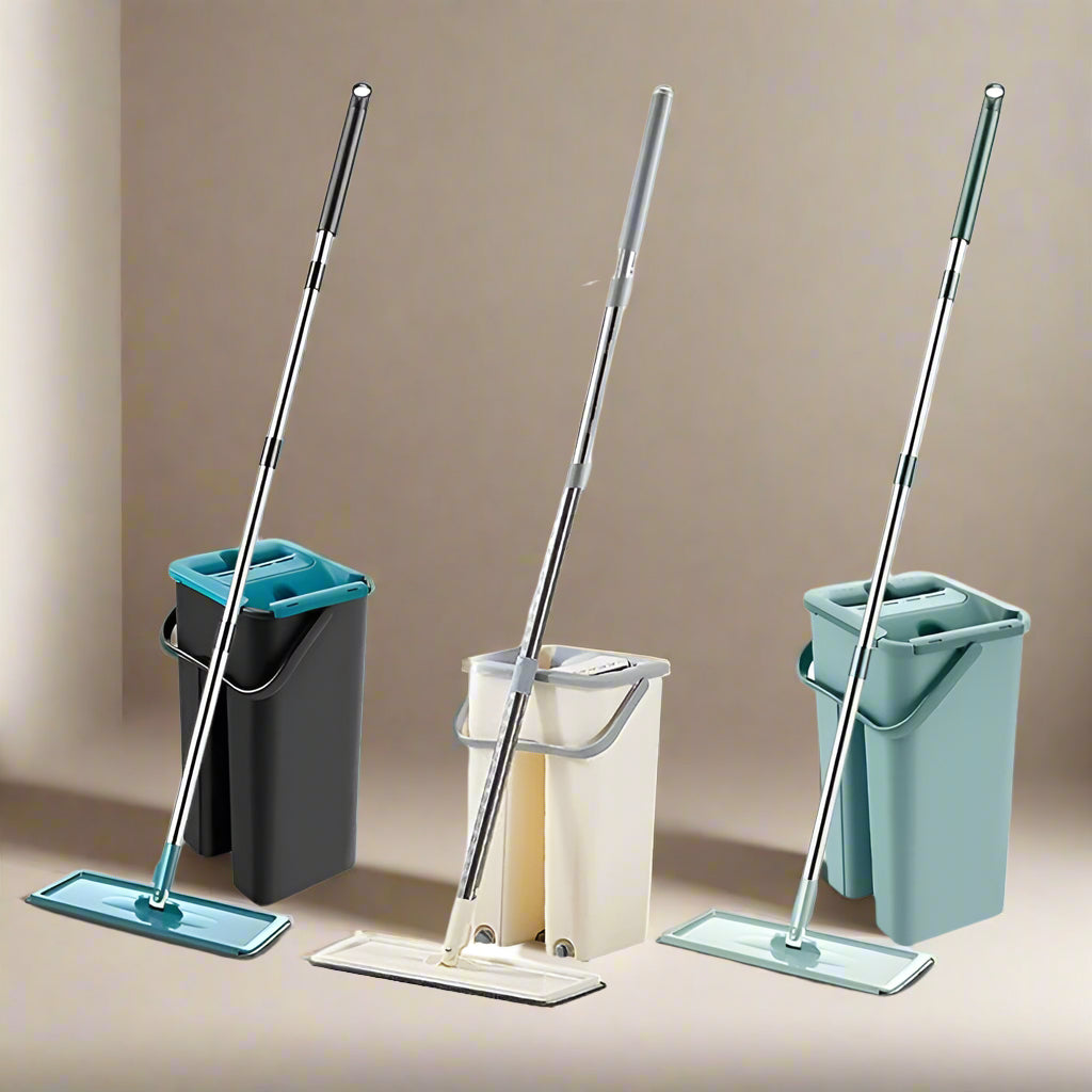 360° Rotating Microfiber Mop with Self-Squeeze Bucket – Eco-Friendly Floor Cleaning