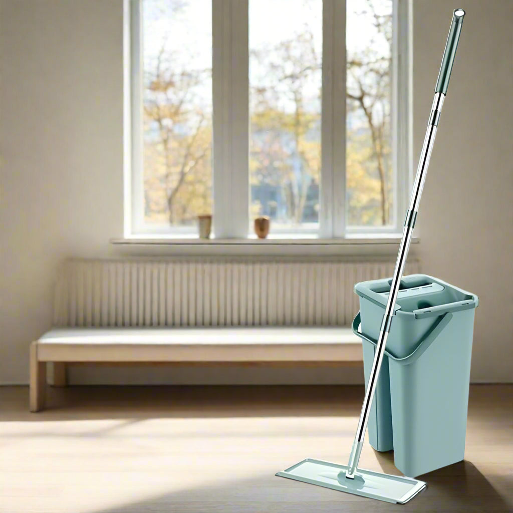 360° Rotating Microfiber Mop with Self-Squeeze Bucket – Eco-Friendly Floor Cleaning