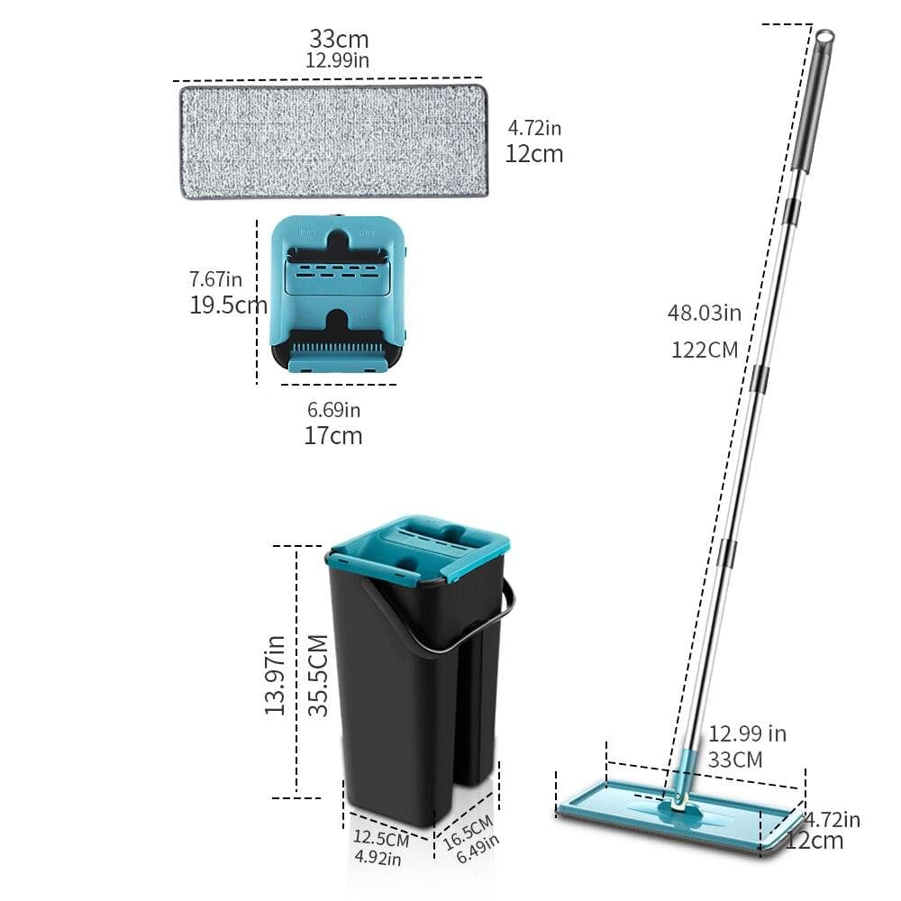 360° Rotating Microfiber Mop with Self-Squeeze Bucket – Eco-Friendly Floor Cleaning