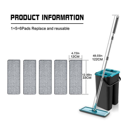 360° Rotating Microfiber Mop with Self-Squeeze Bucket – Eco-Friendly Floor Cleaning