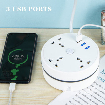 Royallure Round Universal Charging Power Hub with Multiple Outlets & USB Ports for Home and Office