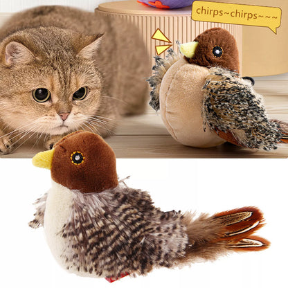 Pawellure Interactive Chirping Bird Cat Toy - USB Rechargeable with Nylatails Silvervine for Engaging Play and Natural Hunting Instincts