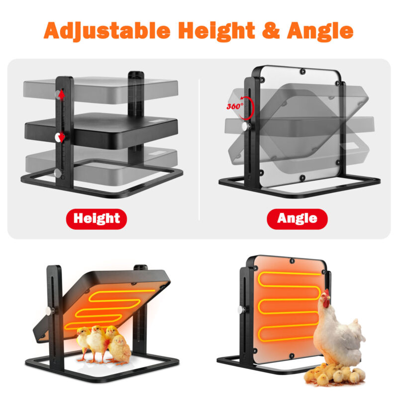 Pawelux Adjustable Chick Heating Plate - 10"x10" Brooder Heater for Poultry with Energy Saving Design and Safety Features