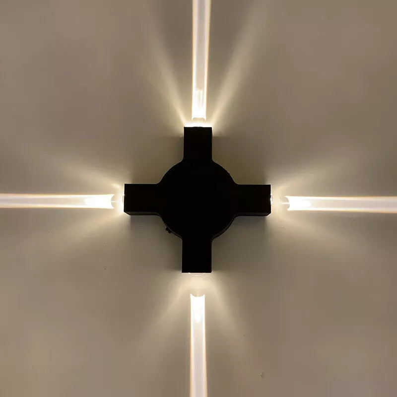 Royelux LED Pentagram Wall Lamp - Stylish Waterproof Light for Indoor & Outdoor Use - Black Cross 4W / Cold white / Aluminum waterproof