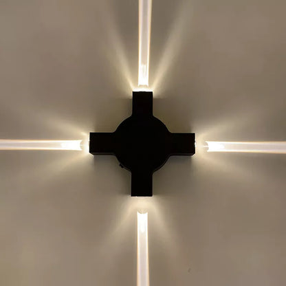 Royelux LED Pentagram Wall Lamp - Stylish Waterproof Light for Indoor & Outdoor Use - Black Cross 4W / Cold white / Aluminum waterproof